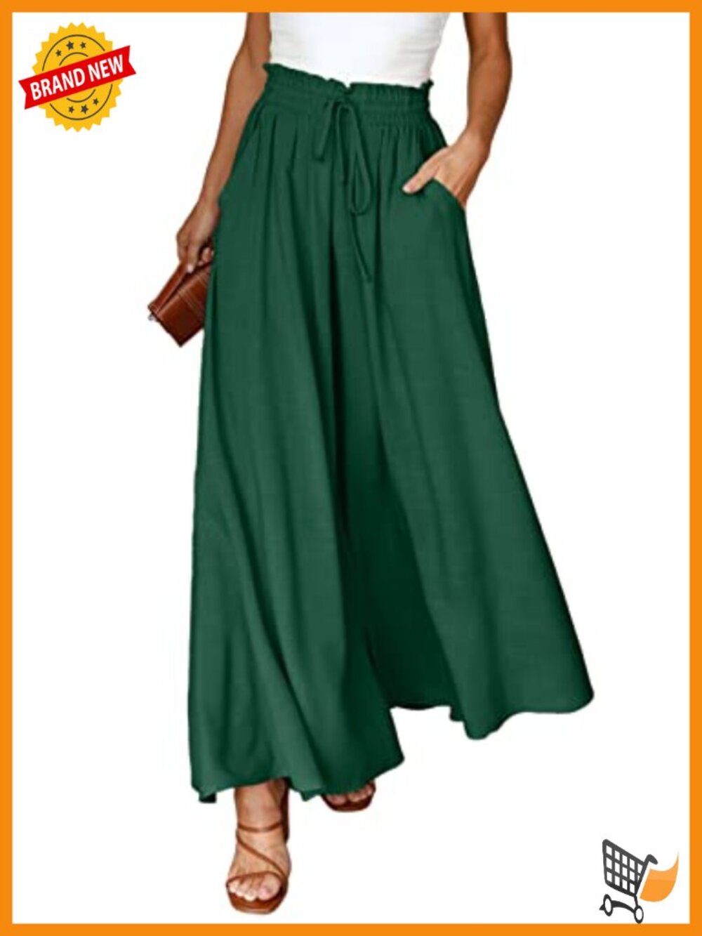 Wide Leg Pants for Women Elastic High Waist Drawstring Casual Loose Fit